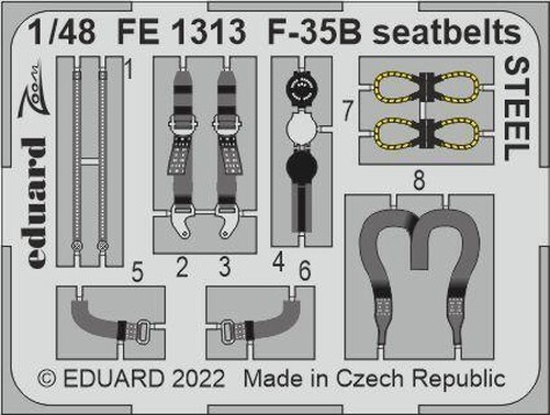 Eduard Accessories Fe1313 - 1:48 F-35B Seatbelts Steel for Italeri - New