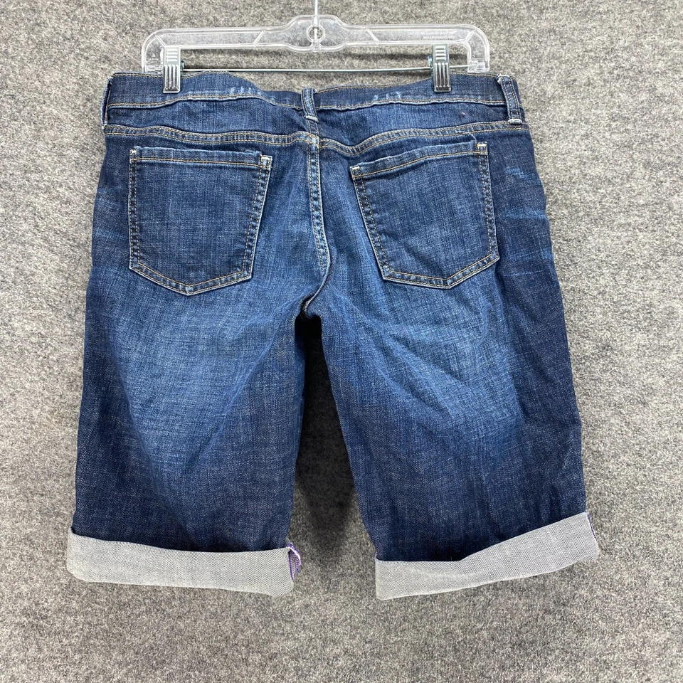 Pantalones Cortos London Jeans Mujer 8 Azul Denim Lavado Oscuro Puños Tiro Medio Bolsillos Chinos Foto 2 de 4