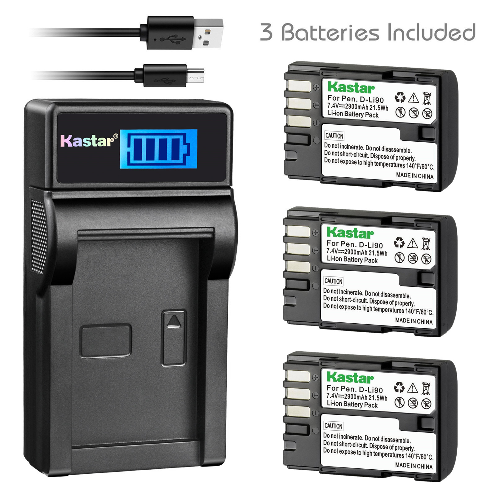 Caricabatterie Vhbw Per Batteria Pentax D-Li90: Stazione Di Ricarica Compatta Con Cavo USB, Spia LED E Ricarica Di Sicurezza - 4