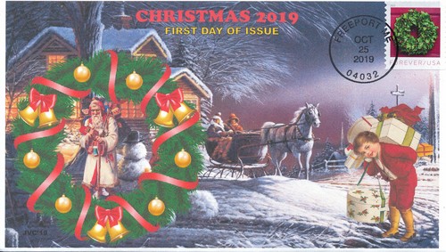 JVC CACHETS - 2019 CHRISTMAS WREATHS FDC L.E. OF ONLY 15! SECULAR SET OF 4 - Picture 3 of 5