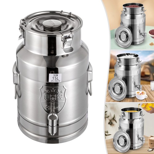 Contenedor de cubo de transporte de barril de bebidas para alimentos lata de leche de acero inoxidable de 15 L - Imagen 12 de 16