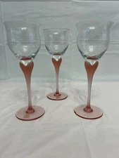 3 Mikasa Sea Mist Coral Frosted Stem Water Goblets Glasses 9 1/4"