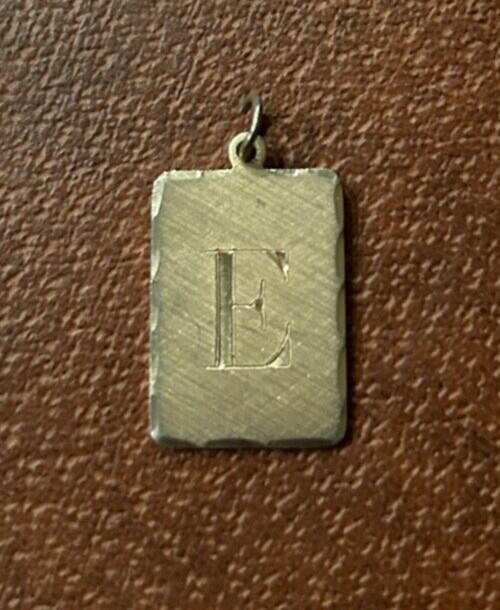 INITIAL LETTER E Keychain Charm Bold Folnt Engrav… - image 1