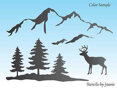 Pochoir Décoratif 'Snowy Deer Family' De Stencils By Joanie - 22,9x30,5 Cm Mylar 7 Mil, Thème Montagne Rustique