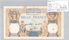BILLET FRANCE - 1000 FRANCS - 16.12.1937 - RARE !!!