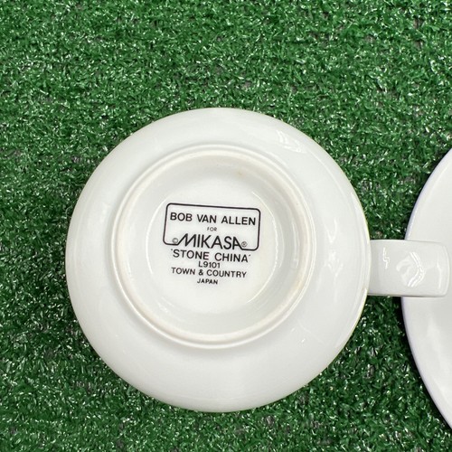 Bob Van Allen For Mikasa Stone China Set Of 4 Each Dinner Plates Cups & Saucers - Picture 8 of 12