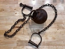 Antique YUMA Ball & Chain Cuffs Cast Iron ant...