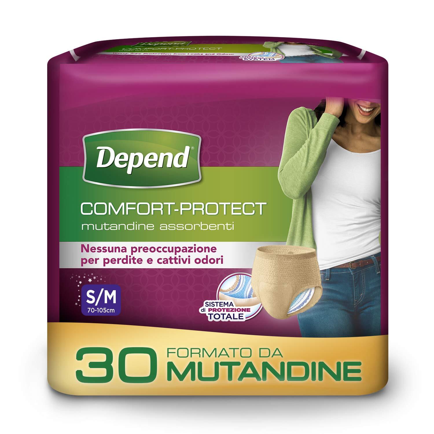 Depend Comfort-Protect Mutande Assorbenti Donna Taglia S/M 30 Mutande per Inc...