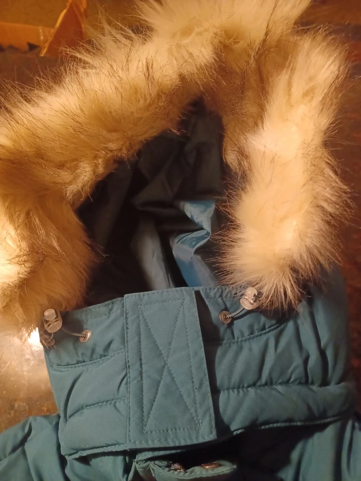 Abrigo largo de plumón de ganso mediano LL Bean para mujer chaqueta de trinchera de piel Rn 227262 Foto 4 de 4