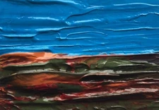 MUTED BLUE SKY LANDSCAPE ACEO Acrylic Painting 2.5"x3.5" Julia Garcia Art NEW