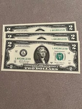 3 Two Dollar Bills Crisp Notes Uncirculated/Consecutive 2017A ** Lowest on Site!