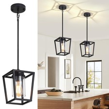 2 Pack Black Pendant Lights Kitchen Island, Modern Glass Kitchen Pendant Ligh...