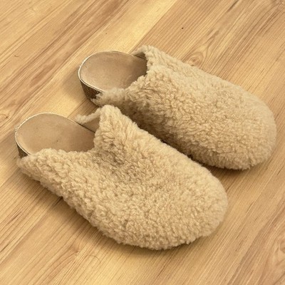 Jenni Kayne Shearling Mule Clogs Camel Sherpa Fur Slip On Shoes Size 38/8 EUC