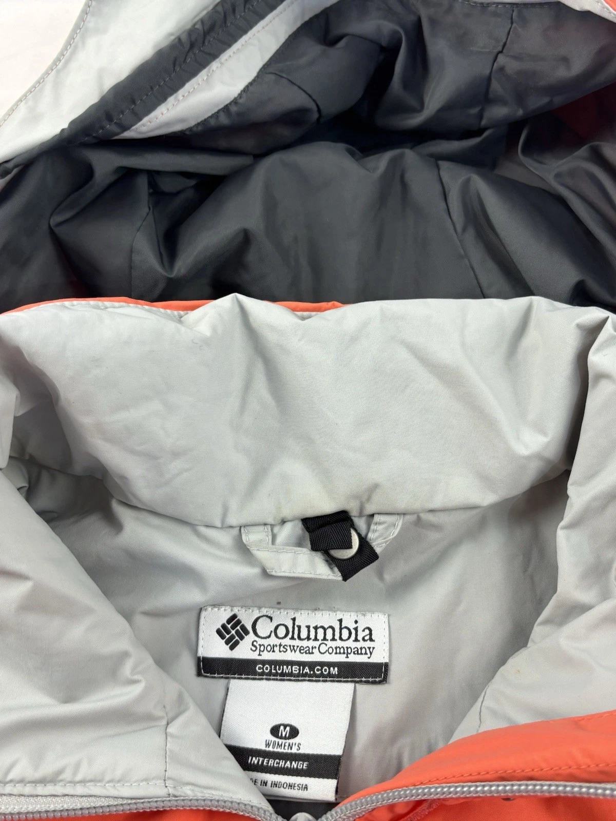 VETEMENTS Columbia Giacca Donna M Rosa Arancione Switchback Shell Giacca a Vento Zip Felpa con Cappuccio