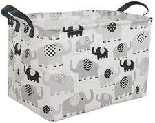 Rectangle Kids Shelf Nursery Storage Basket Laundry Hamper with elephant