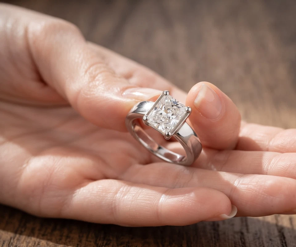 2.00 Ct Radiant Cut Natural Diamond Bridal Gift Ring 18K Solid White Gold2 - Image 3 of 4