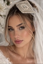 Art Deco Bridal Hair Comb Crystal Pearl Beaded Wedding Headpiece Vintage 5.5"