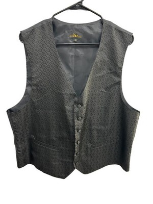 Louis Roth Large Jacquard Pattern Formal Vest Black Buttoned Goth Dark Academia