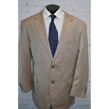 Jos A Bank Blazer Jacket Mens 46R Tan Herringbone Silk Camel Hair Sport Coat