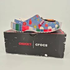 Crocs Chucky Classic Clogs Mens Size 11 - 12 Blue Halloween Horror Unisex Shoes