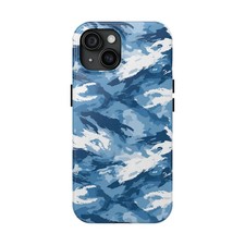 Blue And White Camouflage Phone Tough Case, Gift For Hunter Fans