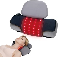 Red Light Therapy Cervical Traction Device, Cordless Neck Stretcher Pillow for N