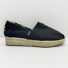 BOBS by Skechers Women  s 8.5 Black Espadrille Platform Slip-On Shoes NWOT