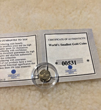 "Worlds Smallest Gold Coins" - Fort Knox 0.5g 14kt. Proof Gold Coin w/COA 3670.21 per troy oz