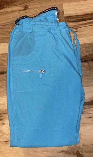 Koi Blue Solid Microfiber Polyester Scrub Pants Drawstring Cargo Large