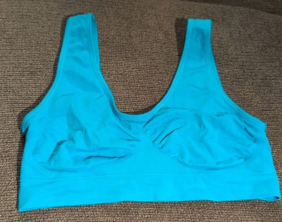 (2) Genie Bra XL Full Coverage Pullover Seamless Sports Bras Beige, Teal - Image 3 of 4