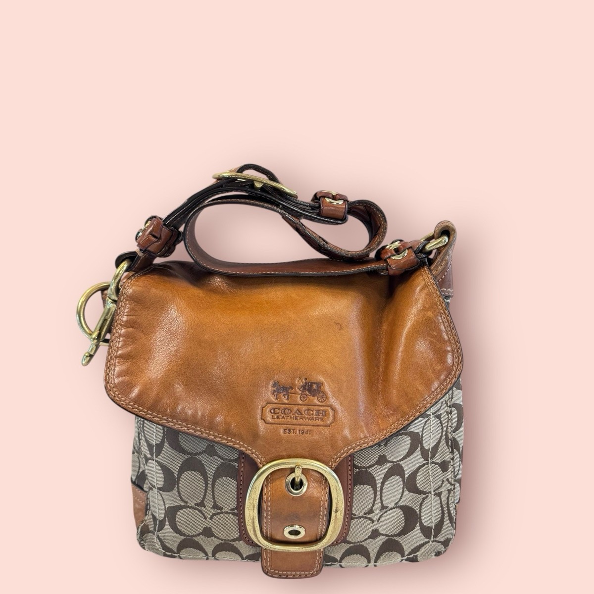 COACH Y2K Vintage Bleecker Legacy Large Signature Flap Shoulder