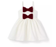 Janie and Jack The Unforgettable Bow Dress - cream and sugar