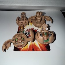 Bakugan Battle Brawlers Lot of 4 Subterra Brown Figures + Card Team Set