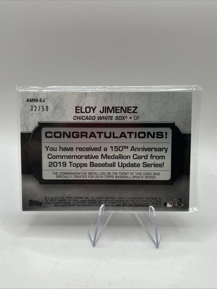 2019 Topps Update Eloy Jimenez 150 Anniversary Gold Medallion /50 RC - Image 2 of 3