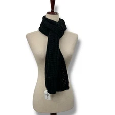 NEW Style & Co Black Knit Scarf Rectangle Oblong Winter Soft Cozy Waffle knitted