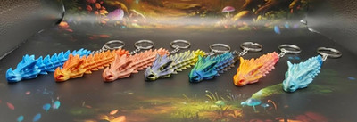 3D Drache Schlüsselanhänger, Flexi Drache, 3D Druck, beweglich, Gelenkdrache 9cm