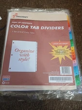 Bulk Lot Of (4) Skilcraft Color Tab Dividers A-Z Color Tabs Laser Or Inkjet