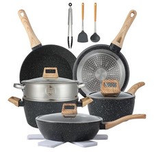 #1 Juego de Ollas Sartenes de Ceramica Cocina Antiadherente Utensilios 16 Piezas