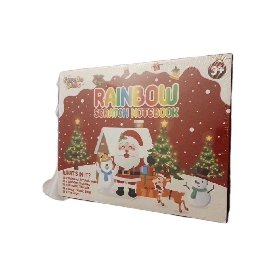 Pacote com 16 cadernos de arte de arranhão arco-íris de Natal a granel para crianças - Imagem 3 de 4