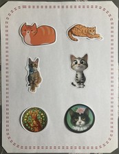 Six Cute Cat Cats Stickers