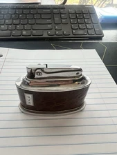 Vintage Ronson "Senator " Table Lighter Embossed Leather Like Wrap. Works!