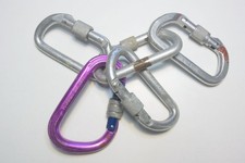 Five Vintage Locking Carabiners Climbing
