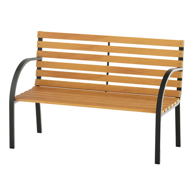 Gartenbank Sitzbank Parkbank 2-Sitzer Garten Stahl+Kiefernholz Natur B122 x T60
