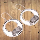 Genuine Black Fossil Coral Dangling Handcrafted Earrings Jewelry Sterling Silver