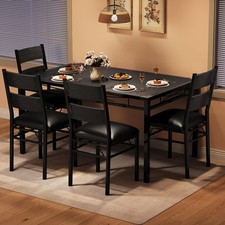 Wood Dining Table Set with Upholstered Chairs, Seats 4