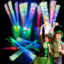 28 PCS Glow Fiber Wands Sticks, Halloween Glow Sticks, LED Light Wands, Glow in 