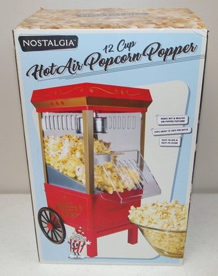New!! Sealed!! NOSTALGIA ''12 Cup Hot Air Popcorn Popper'' POPCORN MAKER MINI CART