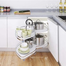 Kitchen Corner Pull-Out Shelving Unit 2 Tier Swing Tray for 900-1000mm Cabinet