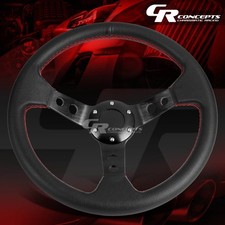 345mm 3 Deep Dish 6 Hole Black Sport Steering Wheel Red Stitchinghorn Button 345mm 3 Deep Dish 6 Hole Black Sport Steering Wheel Red Stitchinghorn Button