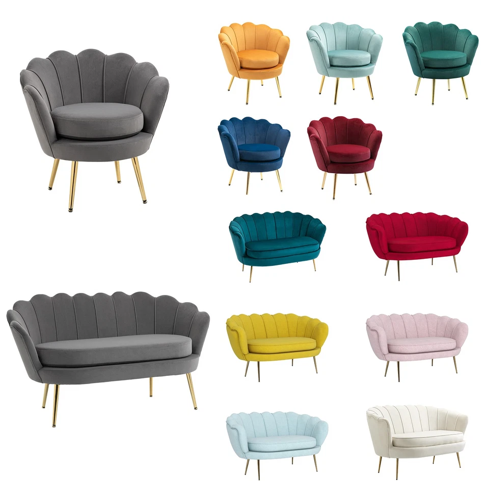 HOMCOM Poltrona Vintage di Design in Velluto Poltroncina da Camera